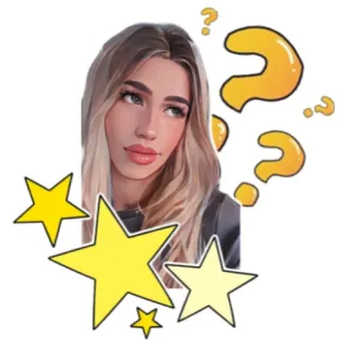 😏 женщина, звезды, вопросительные знаки, портрет, красота telegram sticker
