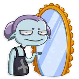 😑 Alieno, Specchio, Cartone animato, Personaggio whatsapp sticker