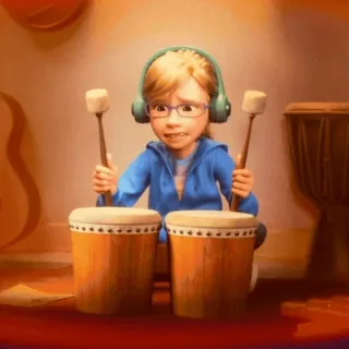 🪘 Riley Andersen Inside Out Riley, Inside Out, drum, animation, girl, disgust, cartoon telegram sticker