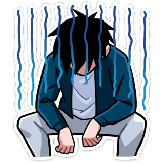 ☹ tristeza, depresión, anime, manga, emoción, hombre, angustia telegram sticker