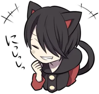 ☺️ にやにや Anime, Manga, Katzenohren, Kawaii, Süß, Chibi telegram sticker