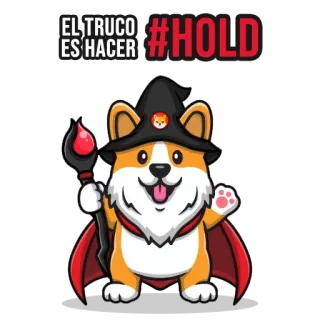 🔒 EL TRUCO ES HACER #HOLD dog, meme, cryptocurrency, wizard, magic, hold, investing telegram sticker