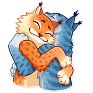 🤗 lynx, animals, hug, cute, love, affectionate, wildlife whatsapp sticker