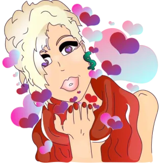 💋 beijo, corações, amor, romance, desenho animado, ilustração telegram sticker