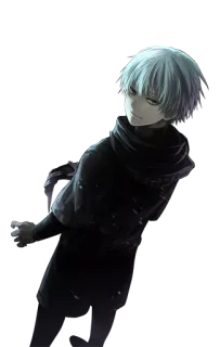 😏 anime, character, white hair, dark clothes whatsapp sticker