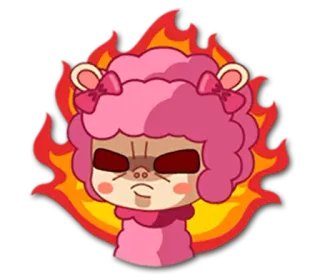 😡 Cartoon, Wütend, Schaf, Flammen, Rosa, Figur whatsapp sticker