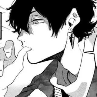 🛹 Anime, Manga, Personaje, Retrato, Ilustración, Blanco y negro telegram sticker