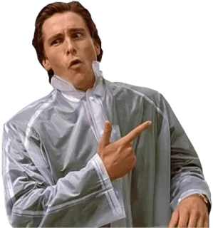 👉 Patrick Bateman American Psycho zeigen, ausdruck, meme, christian bale, american psycho, patrick bateman, film whatsapp sticker