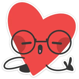 ❤️ cuore, cartone animato, occhiali, carino, amore, personaggio whatsapp sticker