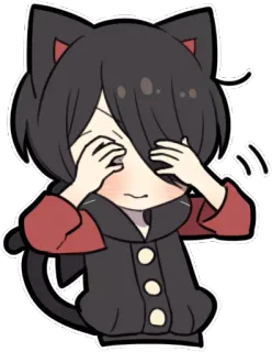 🙈 Anime, Gato, Kawaii, Sonrojo, Dibujo animado, Lindo, Pegatina whatsapp sticker