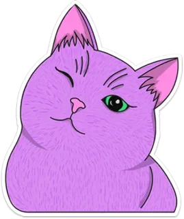 😉 Katze, Aufkleber, Tier, Lila, Süß, Zwinkernd whatsapp sticker
