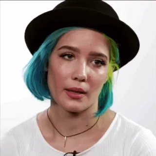 😐 Halsey ฮาลซีย์, นักร้อง, ศิลปิน, ผู้หญิง, คน, ผมสีฟ้า telegram sticker