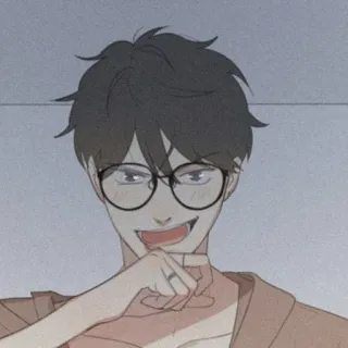 🧸 dessin animé, homme, lunettes, sourire, complot, manigances telegram sticker