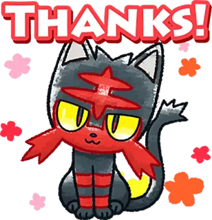 ☺️ Litten Pokemon THANKS! cat, pokemon, thanks, cute, fire, anime telegram sticker