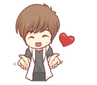❤ Desenho animado, Anime, Coração, Amor, Personagem, Sorrindo, Fofo telegram sticker