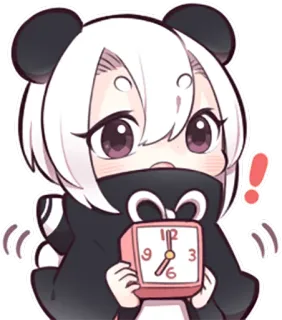 ⏰ anime, lindo, panda, despertador, dibujos animados, kawaii, alerta telegram sticker