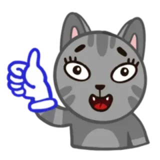 👍 gato, desenho animado, animal, polegar para cima, feliz, gesto telegram sticker
