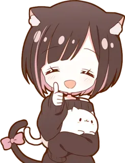 👍 Anime, Katzenmädchen, Chibi, Süß, Kawaii, Cartoon telegram sticker