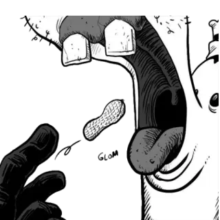 🥜 desenho animado, amendoim, boca, quadrinhos, comida, comendo telegram sticker