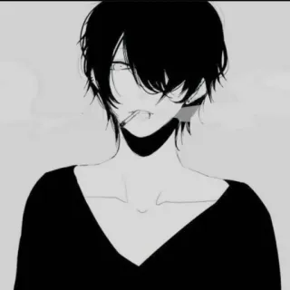 🚬 Anime, Fumar, Personaje, Blanco y negro, Masculino telegram sticker