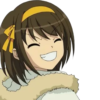 😁 Yuki Nagato The Melancholy of Haruhi Suzumiya anime, character, yuki nagato, smiling, melancholy of haruhi suzumiya, girl telegram sticker