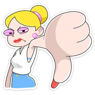 ⭐ phụ nữ, hoạt hình, không thích, thích xuống, tiêu cực, cử chỉ, từ chối telegram sticker