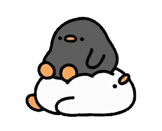 🐣 penguin, hewan, lucu, kartun, kawaii, tidur, chibi telegram sticker