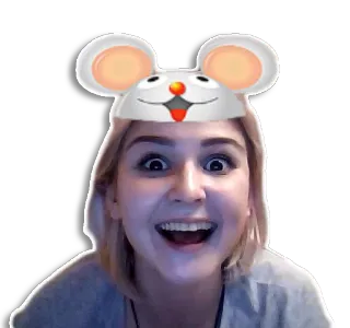 🐭 mujer, ratón, cara, feliz, retrato, emoji telegram sticker