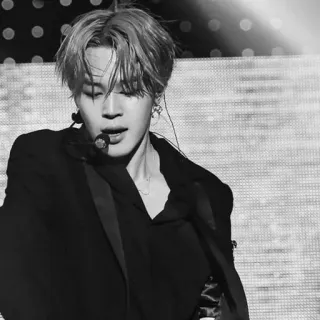 🌑 Jimin Чимин, BTS, K-pop, Певец, Артист, Музыка, Черно-белый telegram sticker