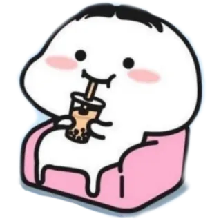 😌 sticker, cute, cartoon, boba, tea, drink telegram sticker