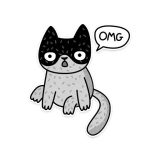 😮 OMG 고양이, 헐, 만화, 귀여운, 스티커, 동물 telegram sticker