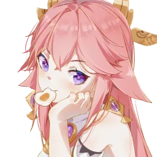 🍫 Yae Miko Genshin Impact 애니메이션, 원신, 야에 미코, 비디오 게임, 여우, 소녀, 귀여운 telegram sticker