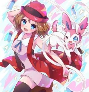 ❤️ Serena Pokemon Серена, Покемон, Аниме, Сильвеон, Мультфильм whatsapp sticker