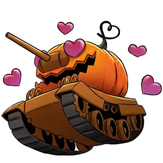 😍 tanque, abóbora, halloween, veículo, militar, desenho animado, coração telegram sticker