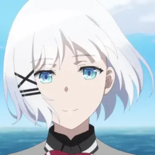🍁 anime, garota, cabelo branco, olhos azuis, fofa telegram sticker