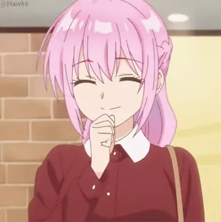 ❤️ anime, chica, pelo rosa, sonriendo, linda whatsapp sticker