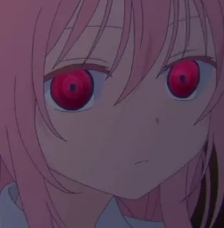 😒 anime, girl, red eyes, pink hair, cartoon, manga telegram sticker