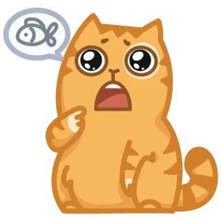 🍴 cat, fish, hungry, cute, cartoon telegram sticker