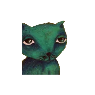 🐱 кот, животное, зеленый, портрет, грустный, задумчивый telegram sticker