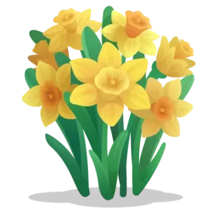 🌈 narcissen, bloemen, lente, geel, boeket telegram sticker