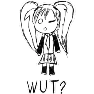 👌 WUT? アニメガール, びっくり, 困惑, 質問 telegram sticker
