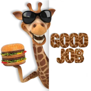 🍔 Good Job Giraffe, Burger, Gut gemacht, Tier, Essen, Sonnenbrille telegram sticker