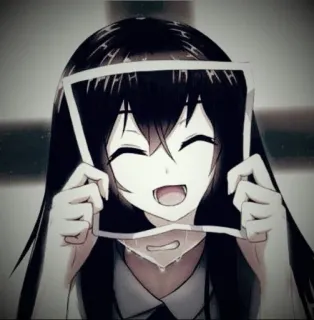😭 Anime, Manga, Gadis, Air mata, Kesedihan, Senyum, Wajah telegram sticker