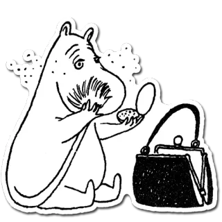 👜 Moomin Moomin, dibujos animados, personaje, animal, espejo, bolsa telegram sticker