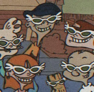 🧃 cartoon, funny, group, characters, sunglasses, animated, youth whatsapp sticker