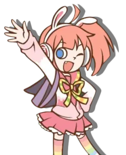 ✋ Anime, Dessin animé, Mignon, Personnage, Rose, Casque, Arc-en-ciel whatsapp sticker