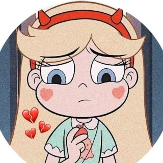 💔 Star Butterfly Star vs. the Forces of Evil Desenho animado, Triste, Coração partido, Loira, Anime, Animação, Chifres de diabo, Fofo whatsapp sticker