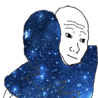 😔 wojak, hug, meme, galaxy, emotional, sad, lonely telegram sticker