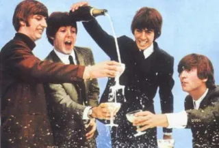 🎉 The Beatles The Beatles, musik, band, sampanye, bersulang, pop telegram sticker