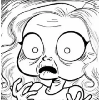 😰 Cartoon, Horror, Gruselig, Frau, Verängstigt, Schockiert, Cartoon-Gesicht, Verzweifelt telegram sticker
